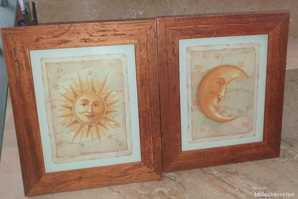 Antiguidades: LOTE 2 BONITOS CUADROS SOL Y LUNA