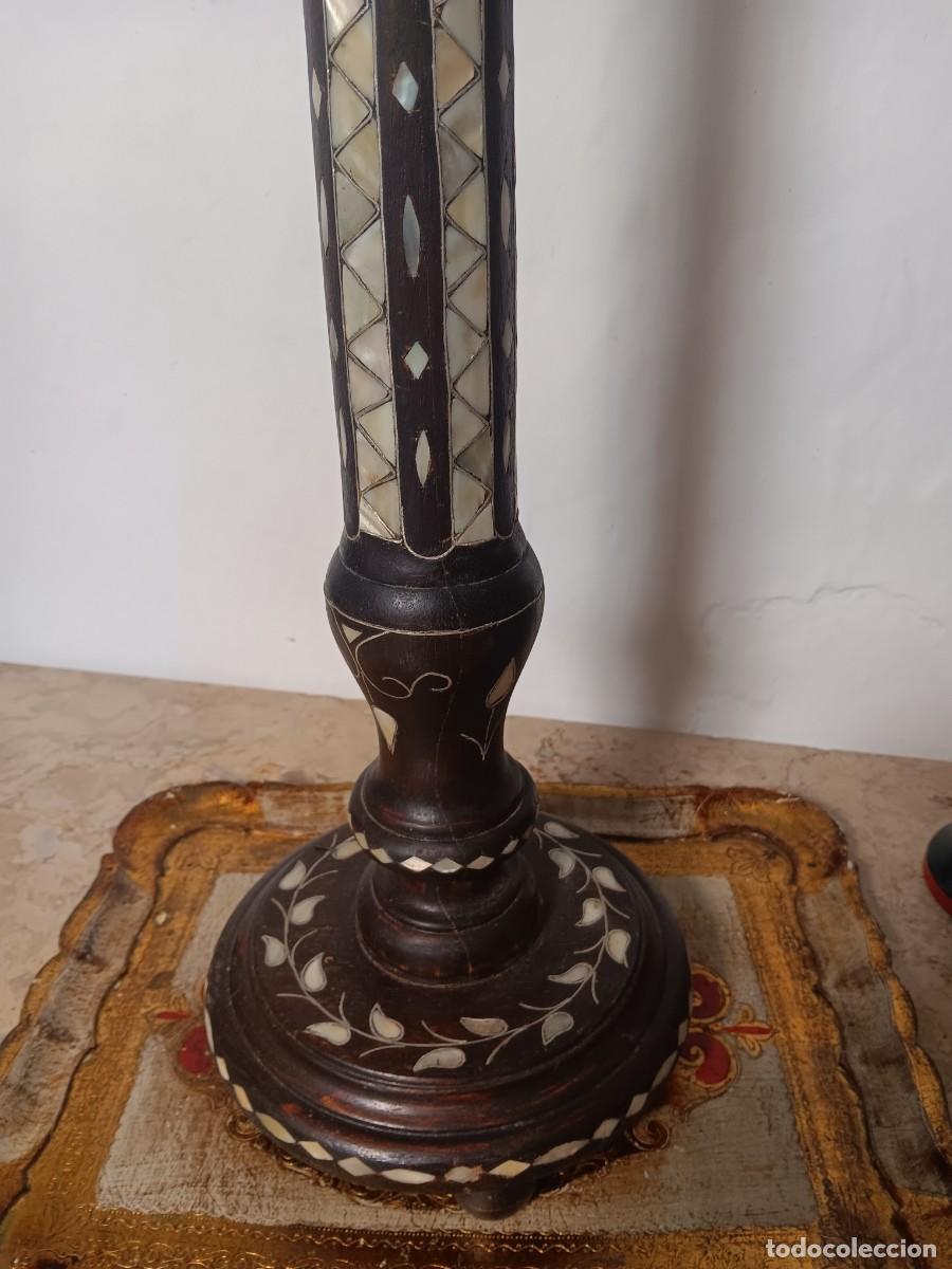 Antig&uuml;edades: Pedestal con incrustacion en nacar - Foto 3