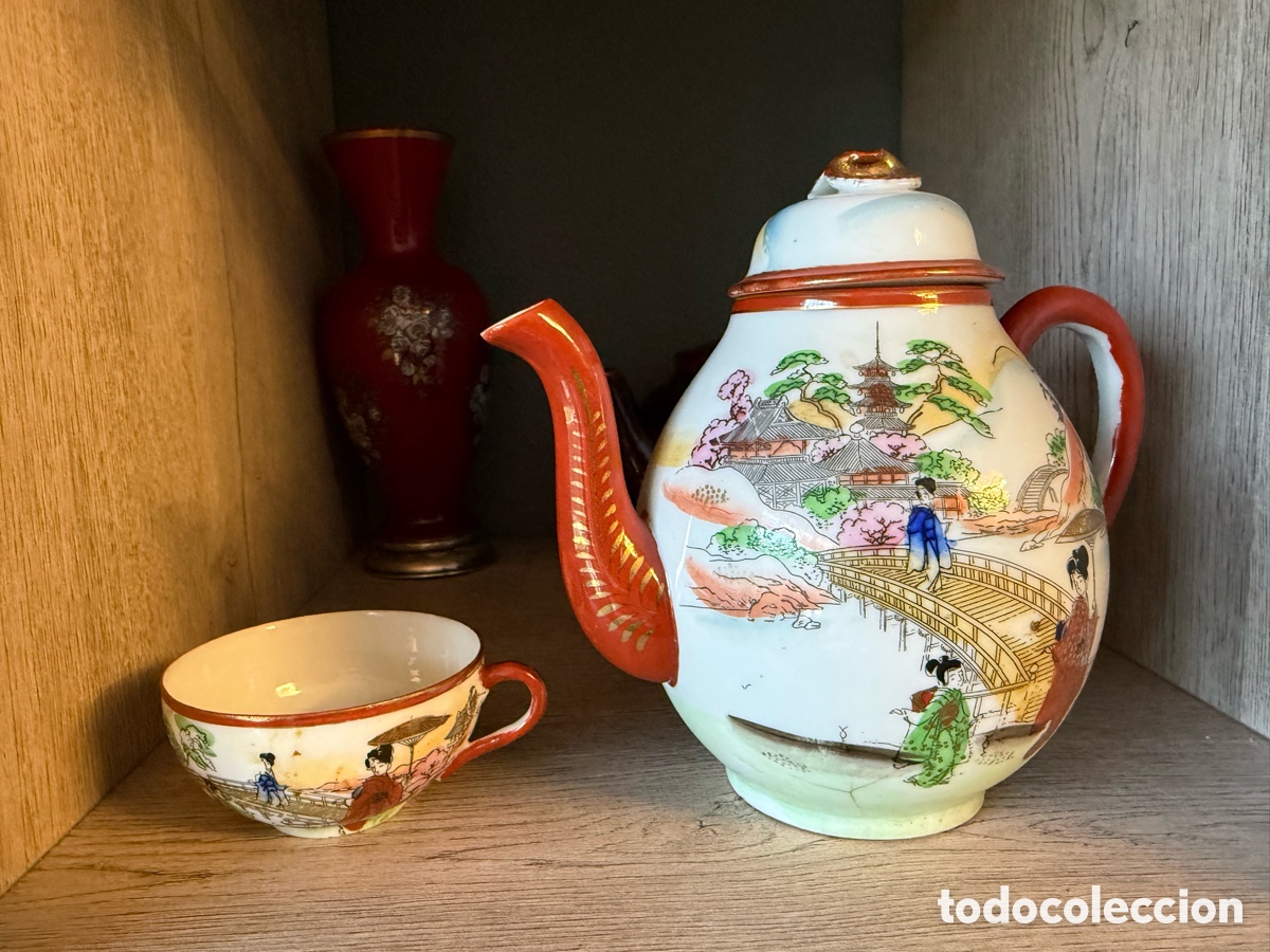 Antig&uuml;edades: JUEGO DE TE DISE&Ntilde;O ORIENTAL