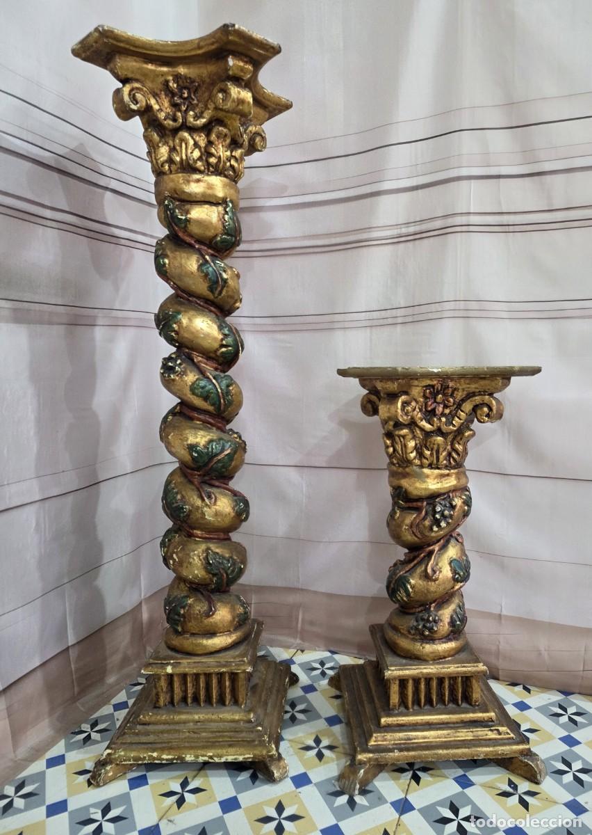 Antig&uuml;edades: Par de columnas salom&oacute;nicas de estilo barroco