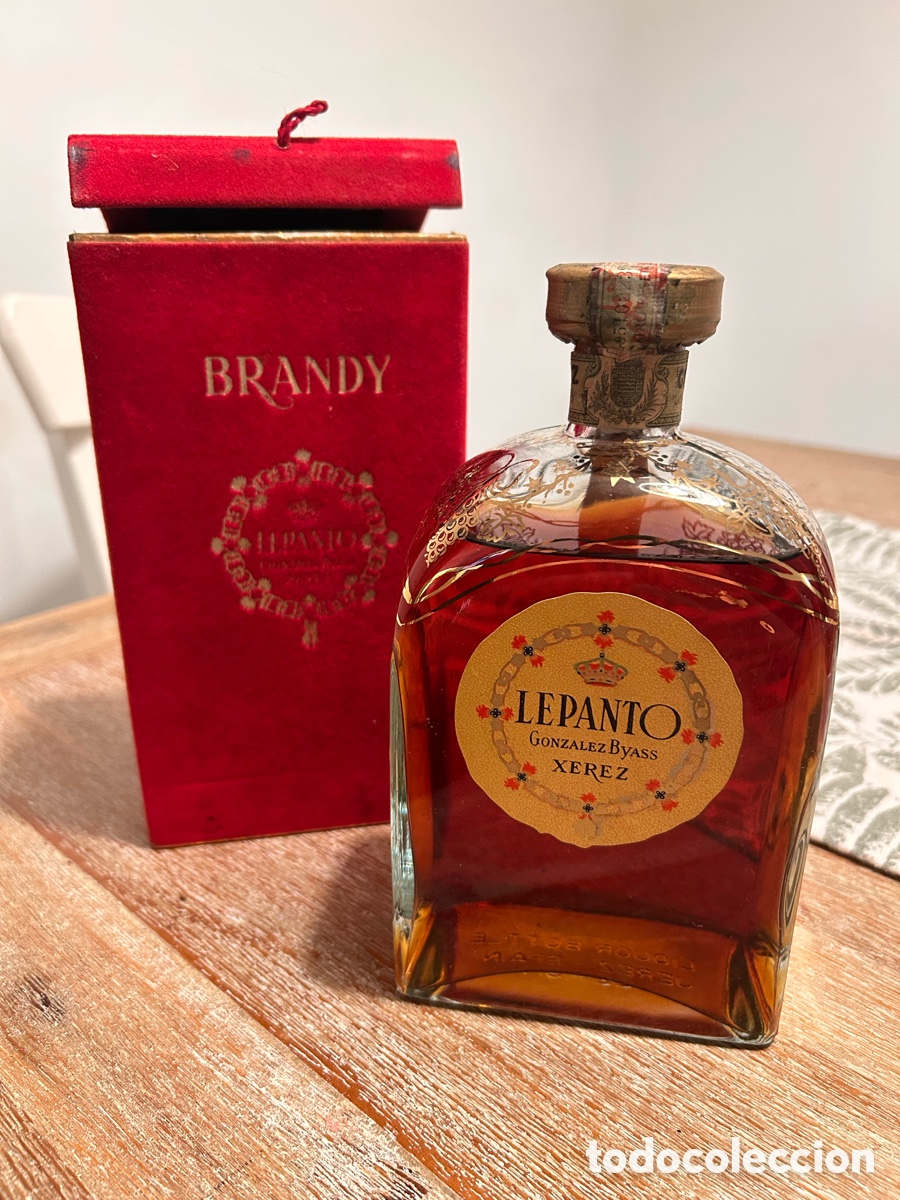 Antig&uuml;edades: Antiguo Brandy Lepanto Gonz&aacute;lez Byass Jerez A&ntilde;os 70 Precintado Caja Lujo Original