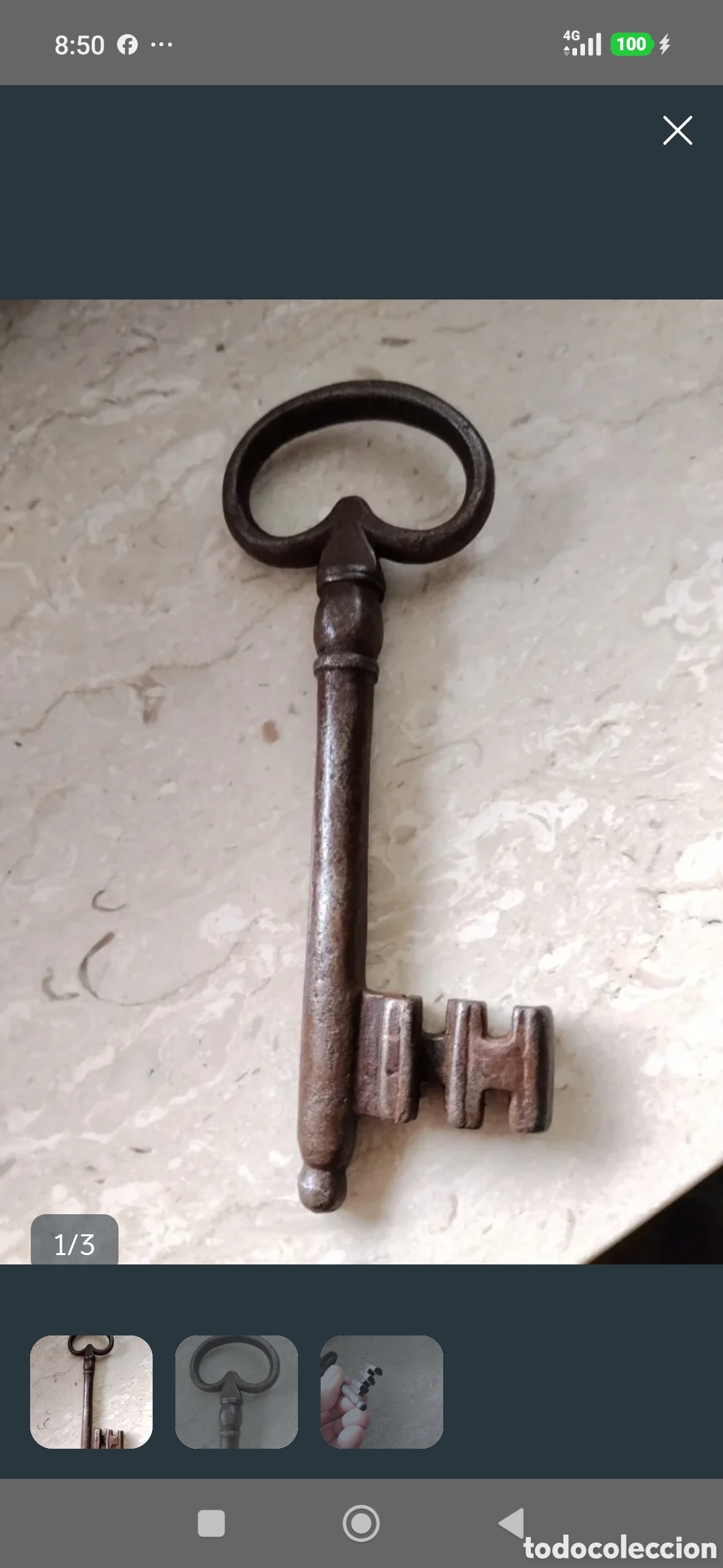 Antig&uuml;edades: Chiave xviii secolo originale