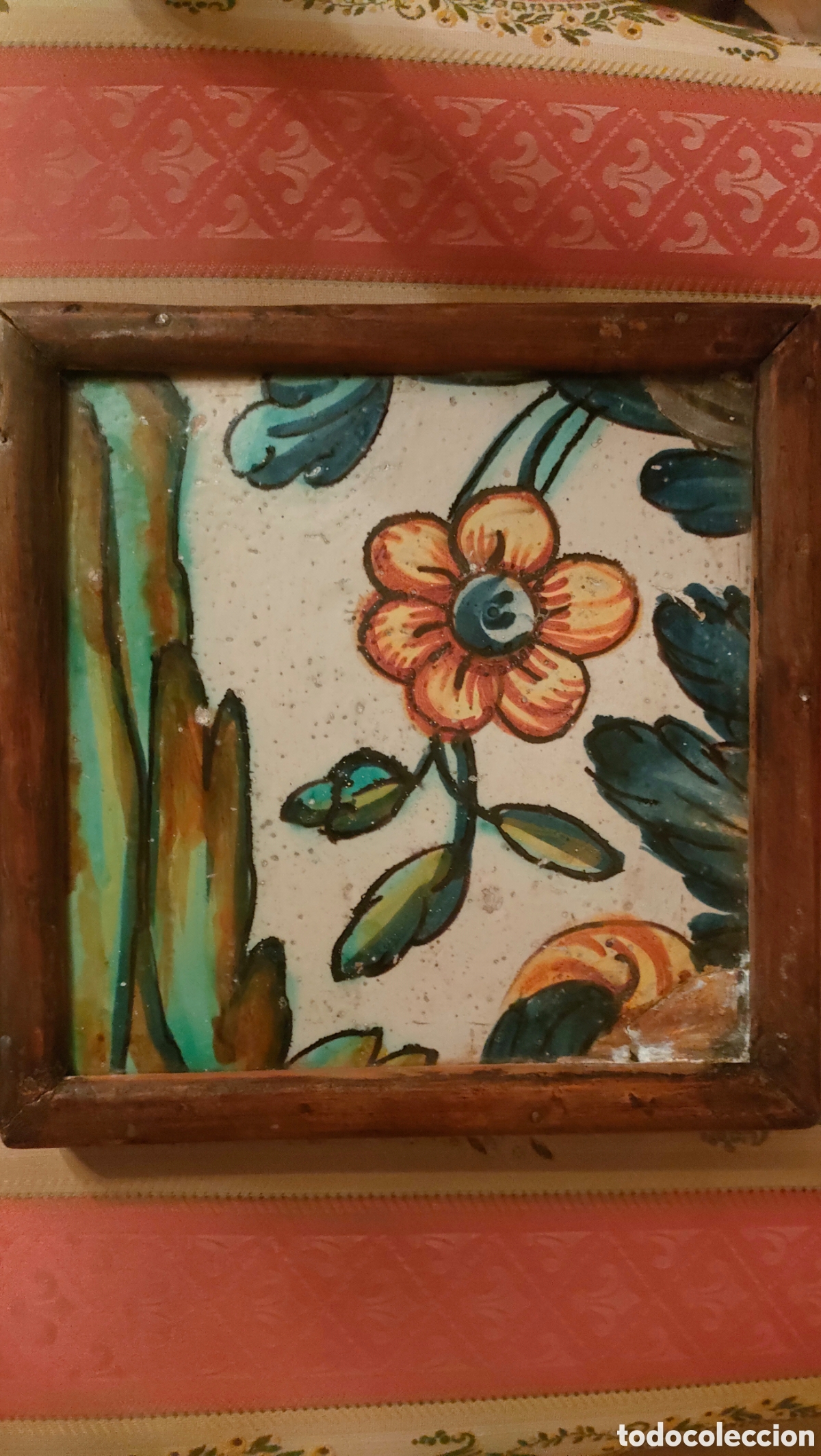 Antig&uuml;edades: AZULEJO VALENCIANO DEL SIGLO XVIII.ENMARCADO ANTIGUO