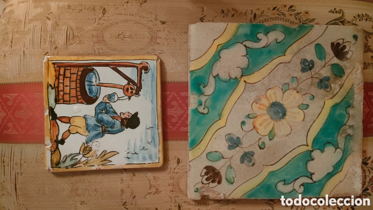Antig&uuml;edades: 2 AZULEJOS. Grande : 20 x 20 y Peque&ntilde;o: 13 x 13