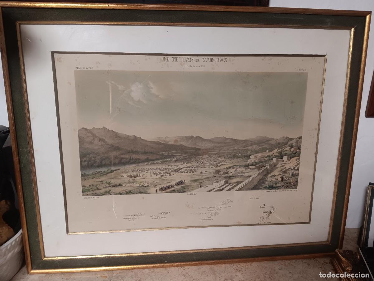 Antig&uuml;edades: litograf&iacute;a hist&oacute;rica titulada &rdquo;De Tetu&aacute;n a Wad-Ras&rdquo;.Es una l&aacute;mina perteneciente al Atlas hist&oacute;rico y