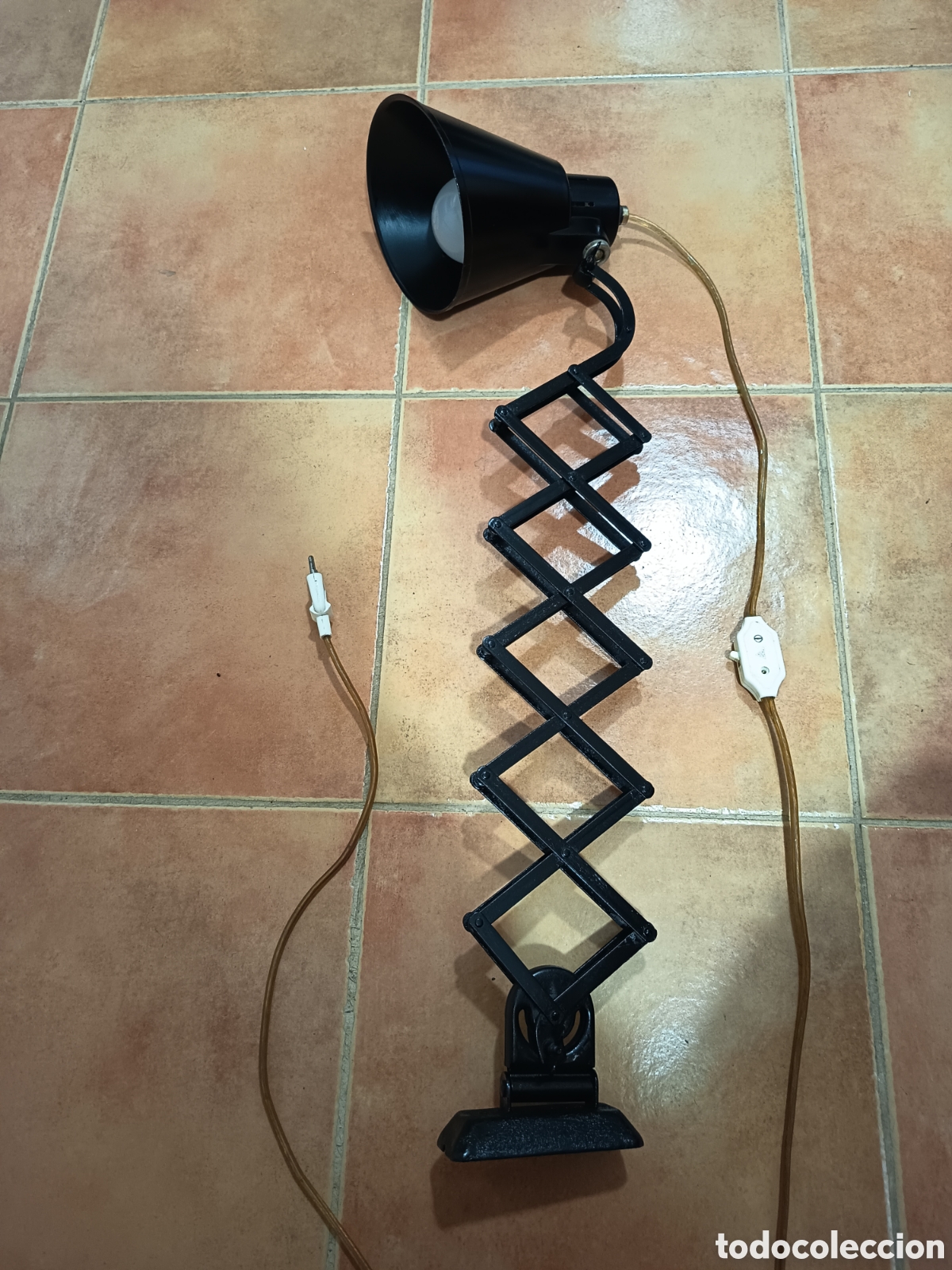 Antig&uuml;edades: Lampara flexo acordeon tijera Bometal extensible aplique barcelona 40's vintage industrial negro