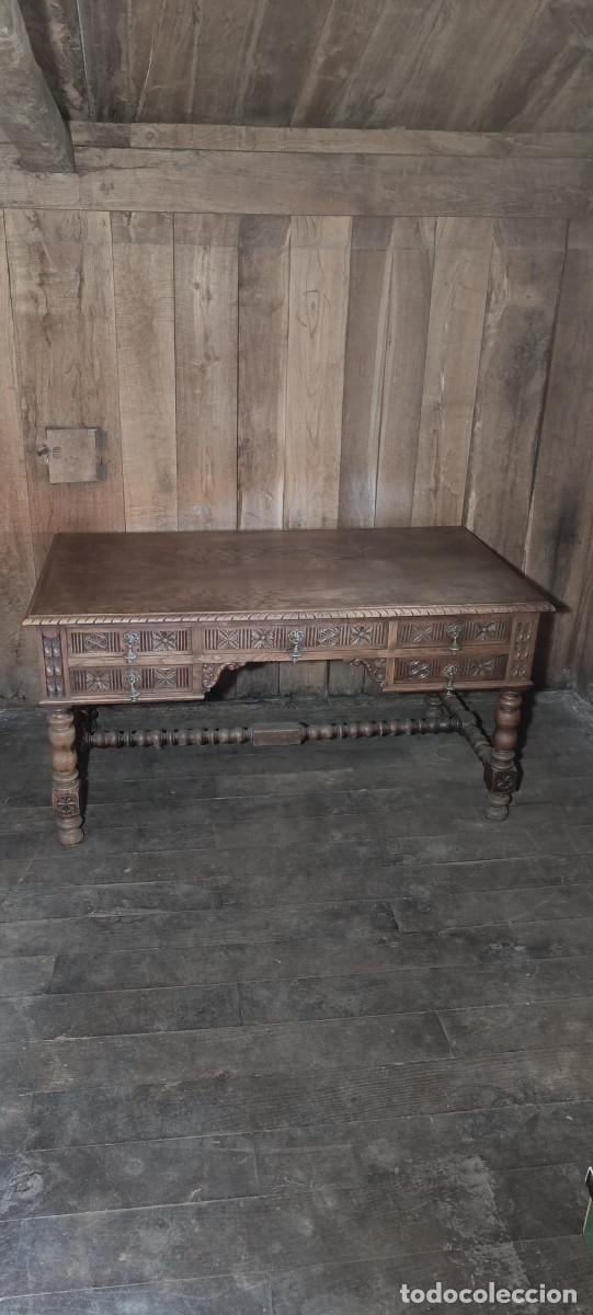Antig&uuml;edades: MESA ESCRITORIO DESPACHO TORNEADO Y TALLADO. CASTA&Ntilde;O O SIMILAR. LEER DESCRIPCION.