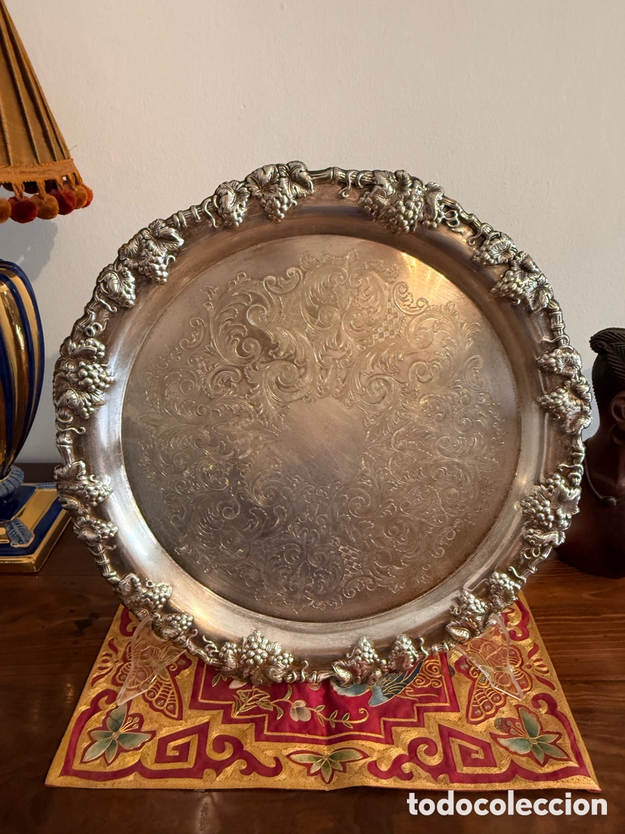 Antig&uuml;edades: Gran Bandeja metal plateado - Foto 4