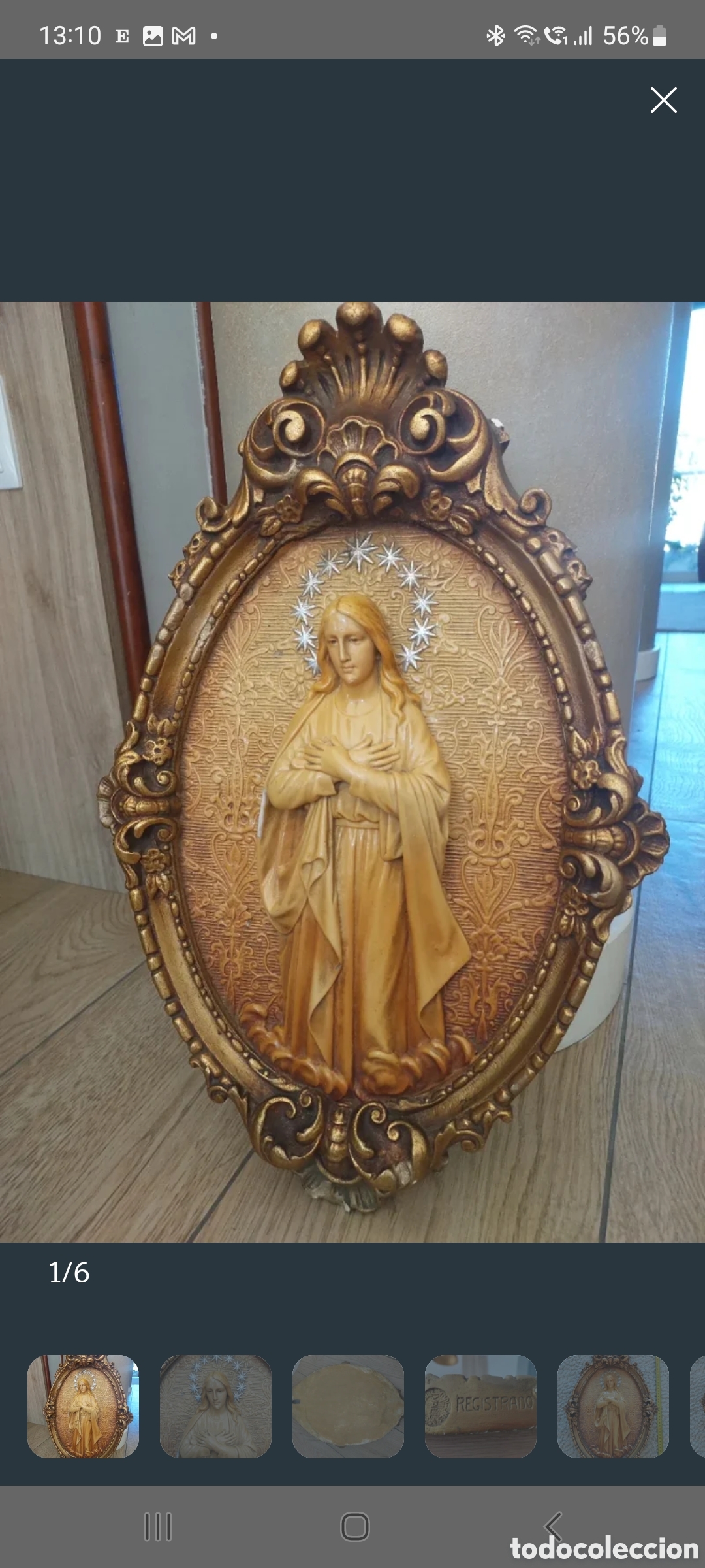 Antig&uuml;edades: Antiguo cuadro con relieve de la Virgen Mar&iacute;a
