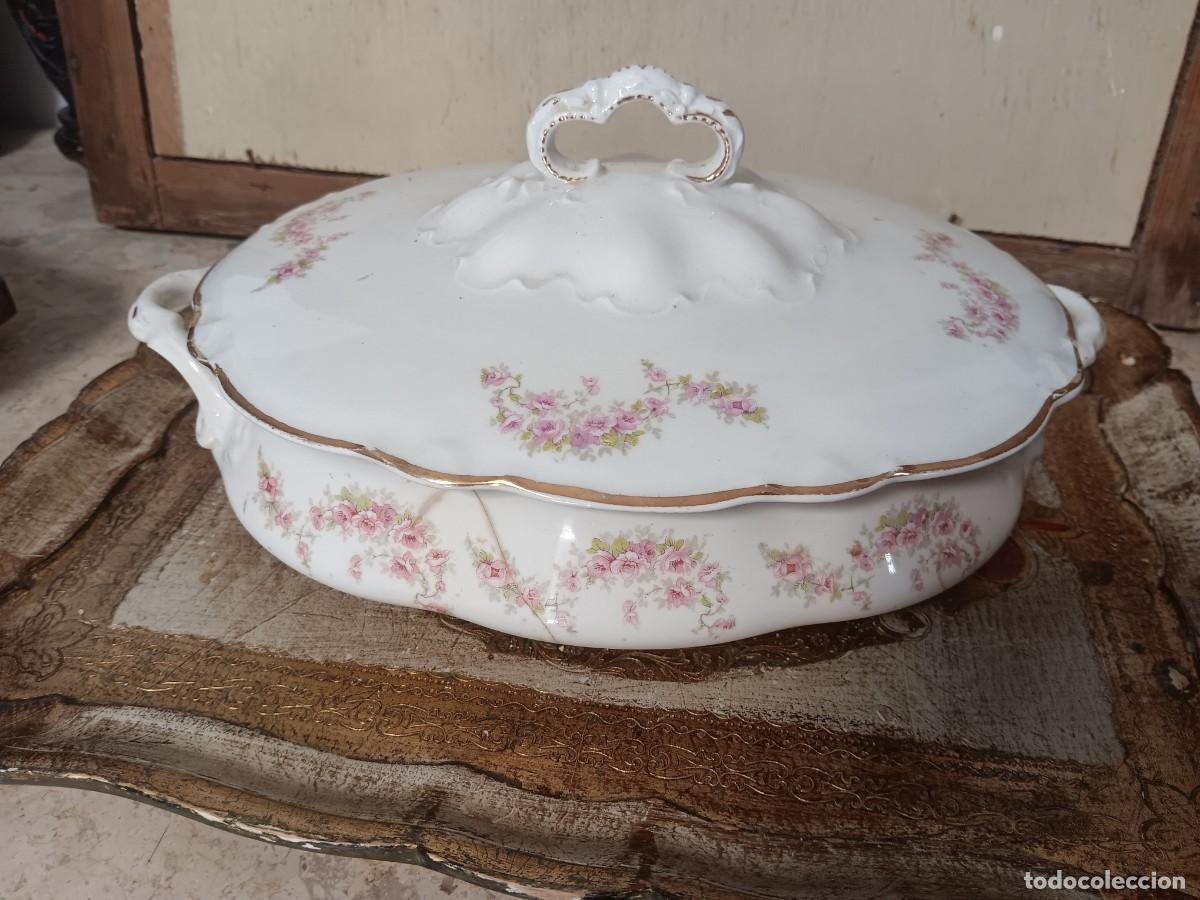 Antig&uuml;edades: Sopera una pieza de vajilla de loza inglesa producida por la marca W.H. Grindley.La marca, W.H. Grin