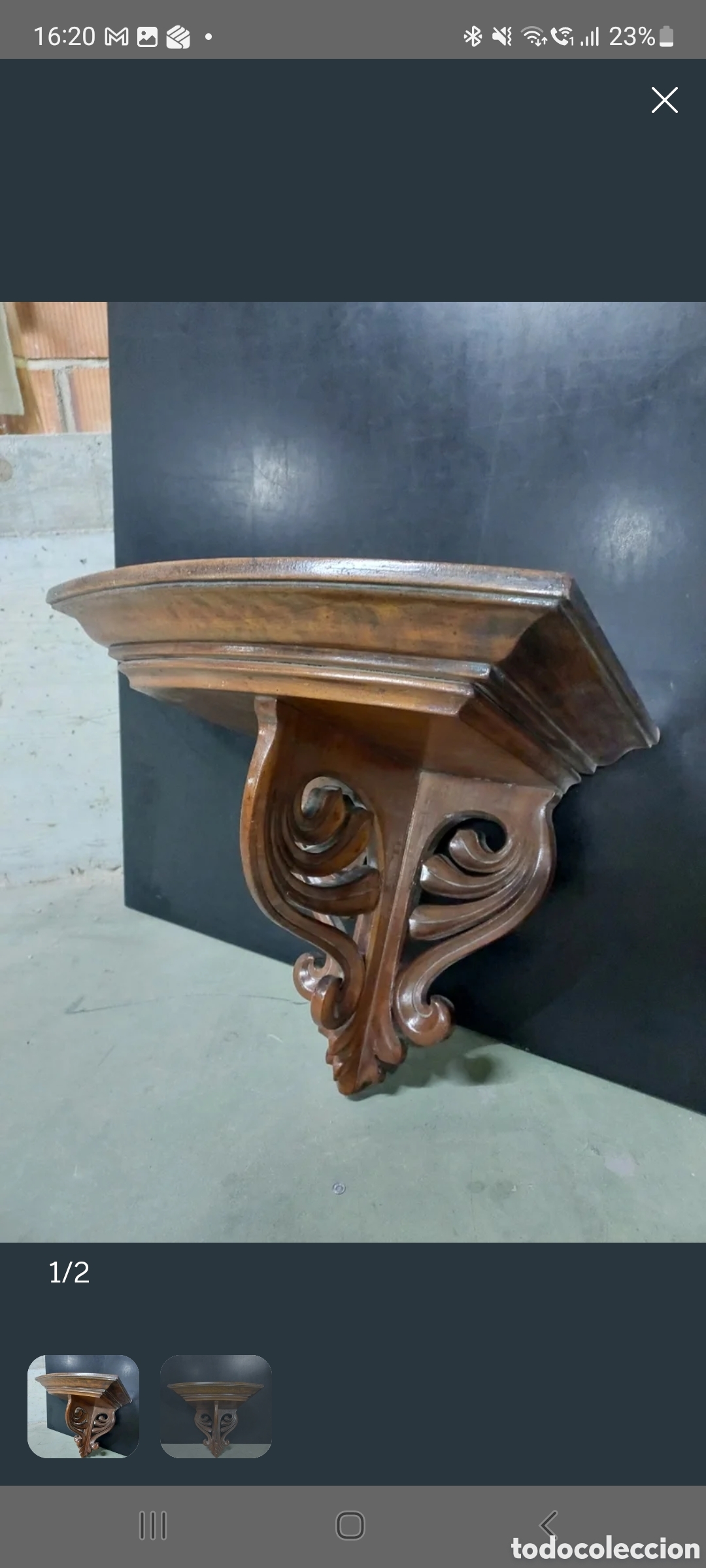 Antig&uuml;edades: Antigua m&eacute;nsula o peana de madera