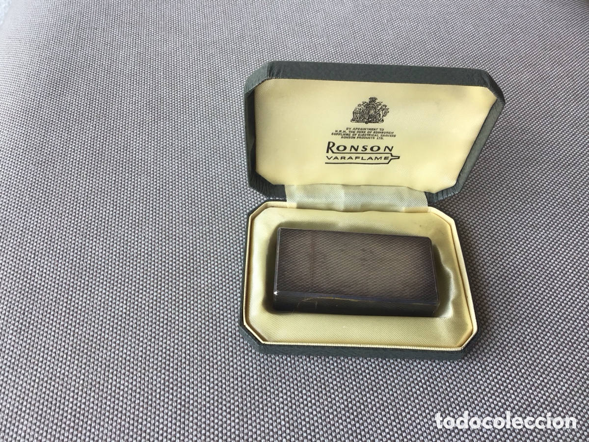 Antig&uuml;edades: Encendedor vintage Ronson Varaflame plateado con estuche original