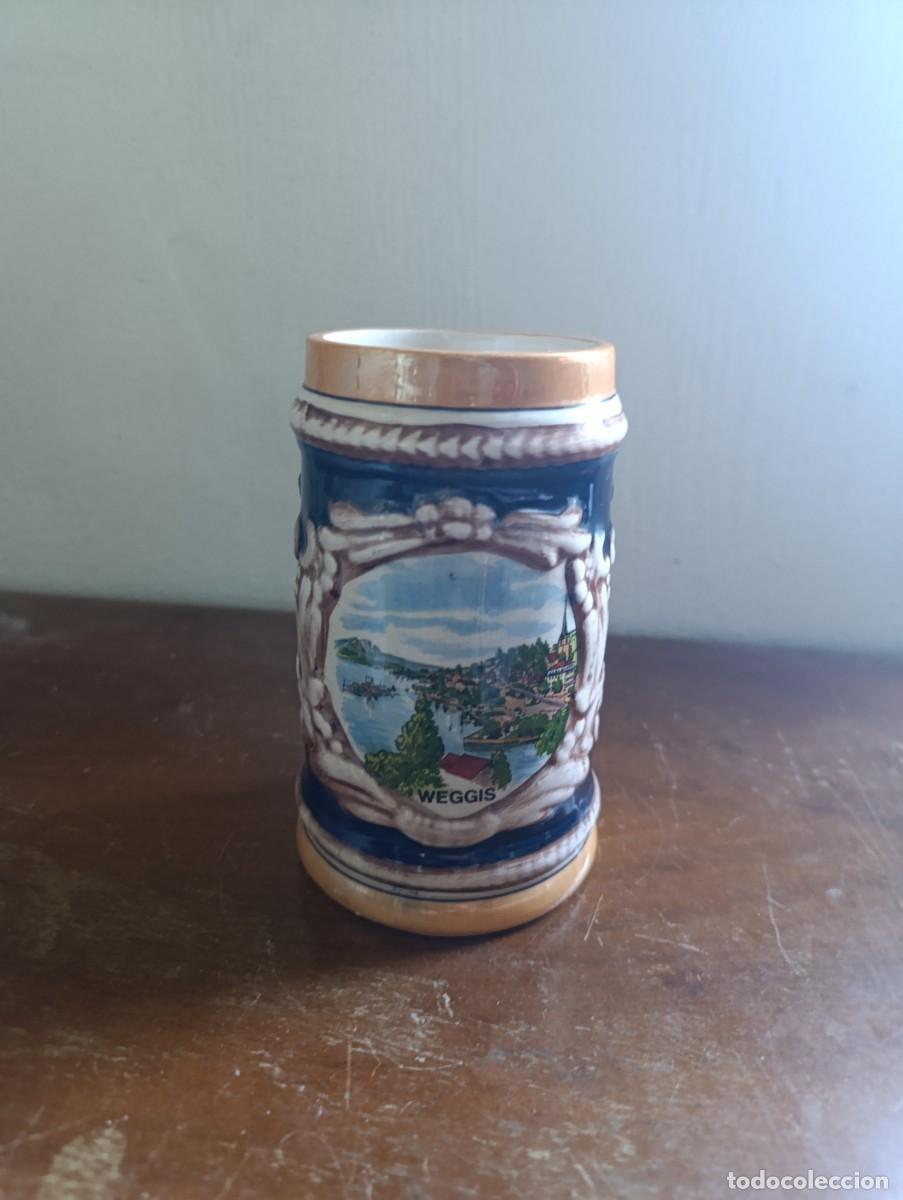 Antig&uuml;edades: Preciosa jarra para cerveza conmemorativa de cer&aacute;mica