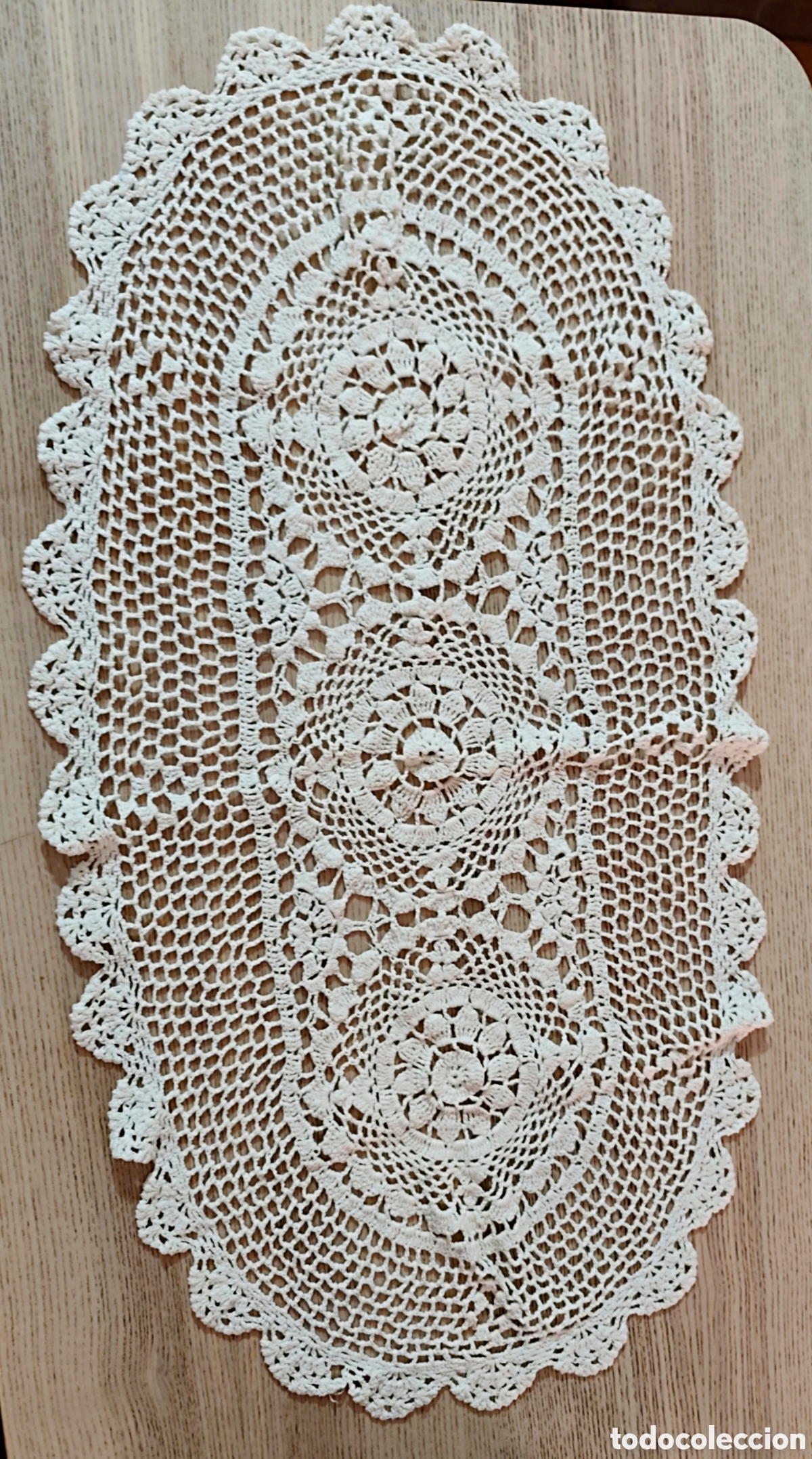 Antig&uuml;edades: Tapete vintage ganchillo/crochet hecho a mano. 40 x 75