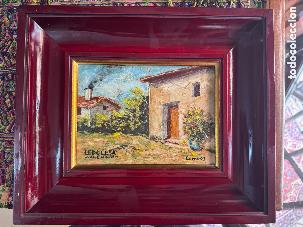 Antig&uuml;edades: Cuadro cer&aacute;mica pintado a mano Campos Cedolesa