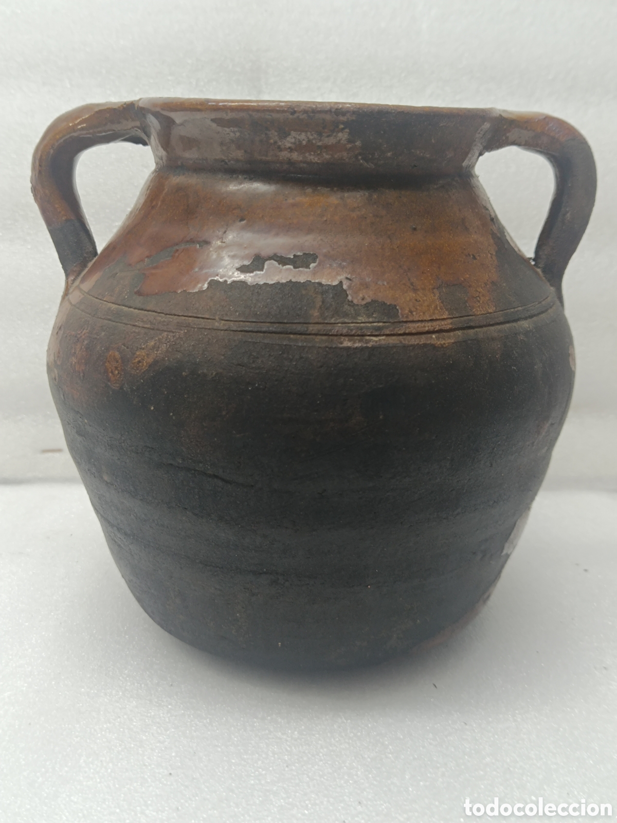 Antig&uuml;edades: ANTIGUO PUCHERO DE BARRO.21 CM ALTURA.VER FOTOS