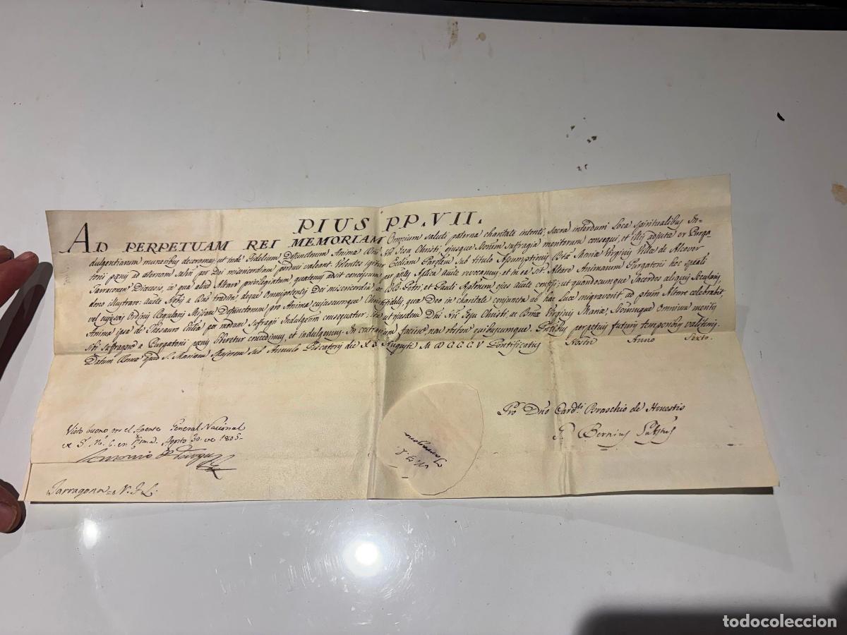 Antig&uuml;edades: Bula papal Pius pp vii visto por el agente general nacional roma agosto 1805
