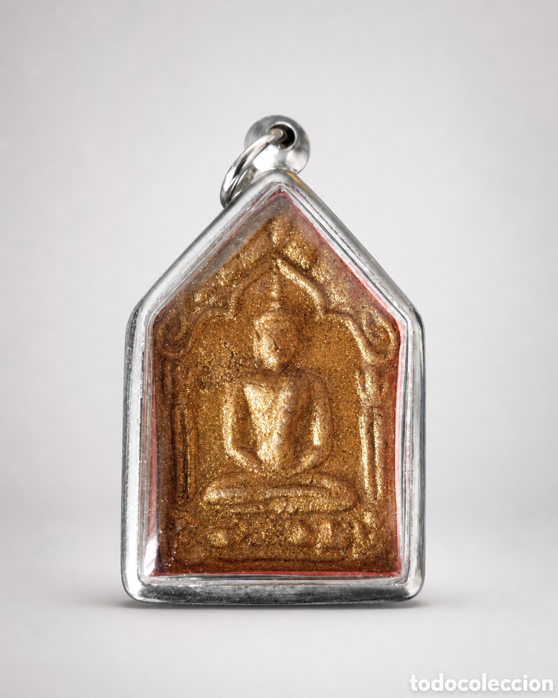 Antig&uuml;edades: Amuleto tailand&eacute;s de templo Phra Khun Paen con pan de oro