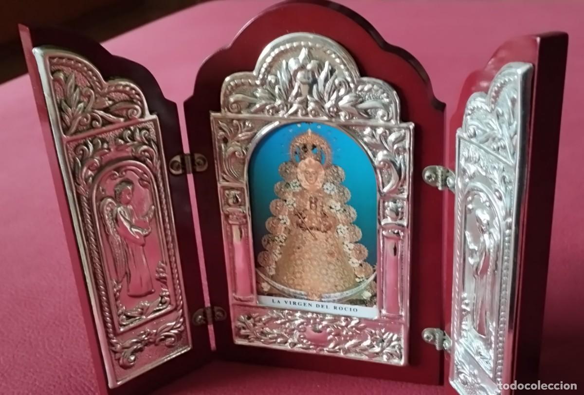 Antig&uuml;edades: Tr&iacute;ptico de la Virgen del Roc&iacute;o en plata - Foto 1