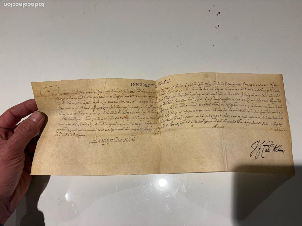 Antig&uuml;edades: &ldquo;Indulgencia papal original s. XVII &ndash; Papa Inocencio XII Bula