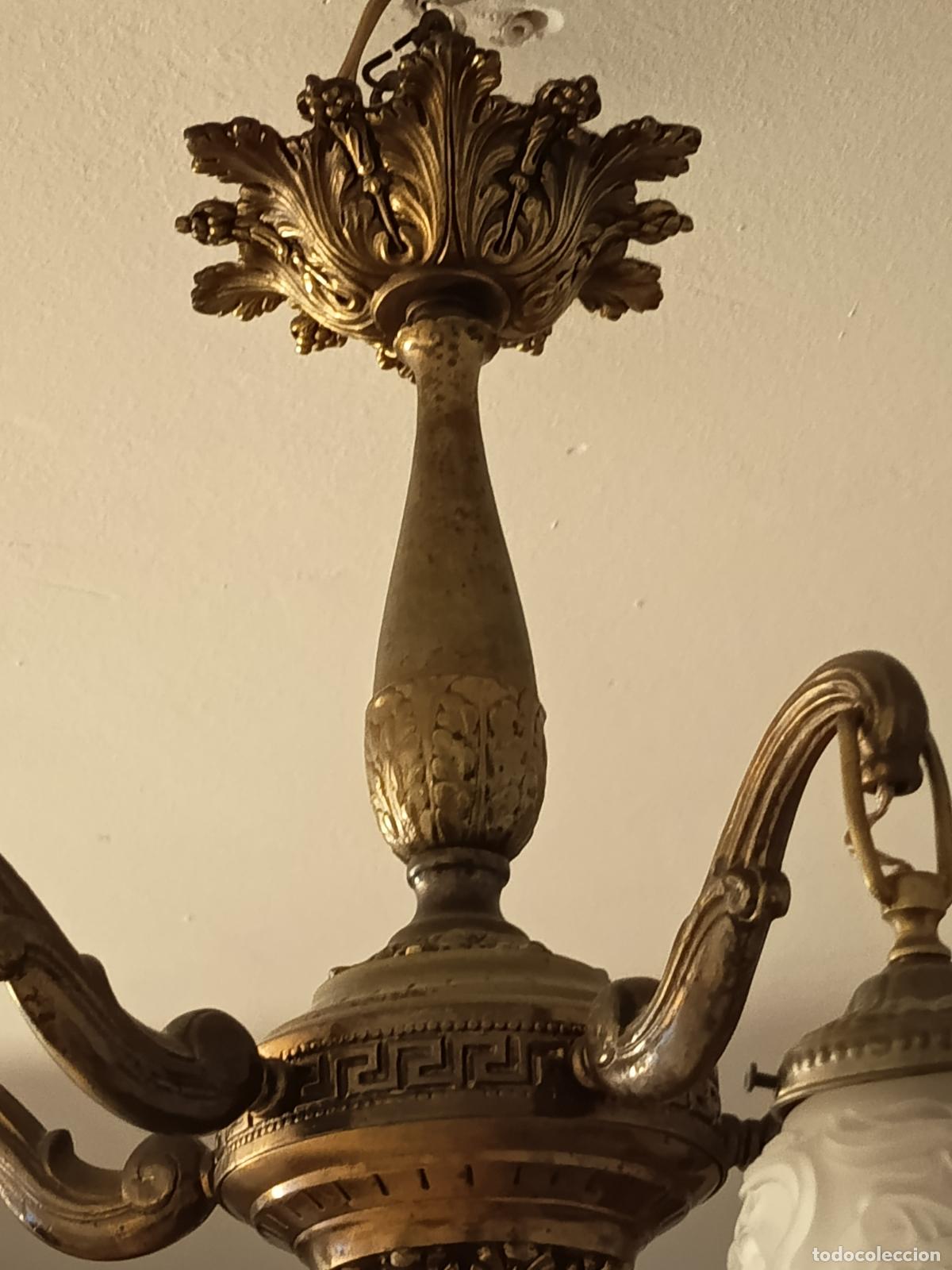 Antig&uuml;edades: L&Aacute;MPARA DE BRONCE, 5 BRAZOS - Foto 6