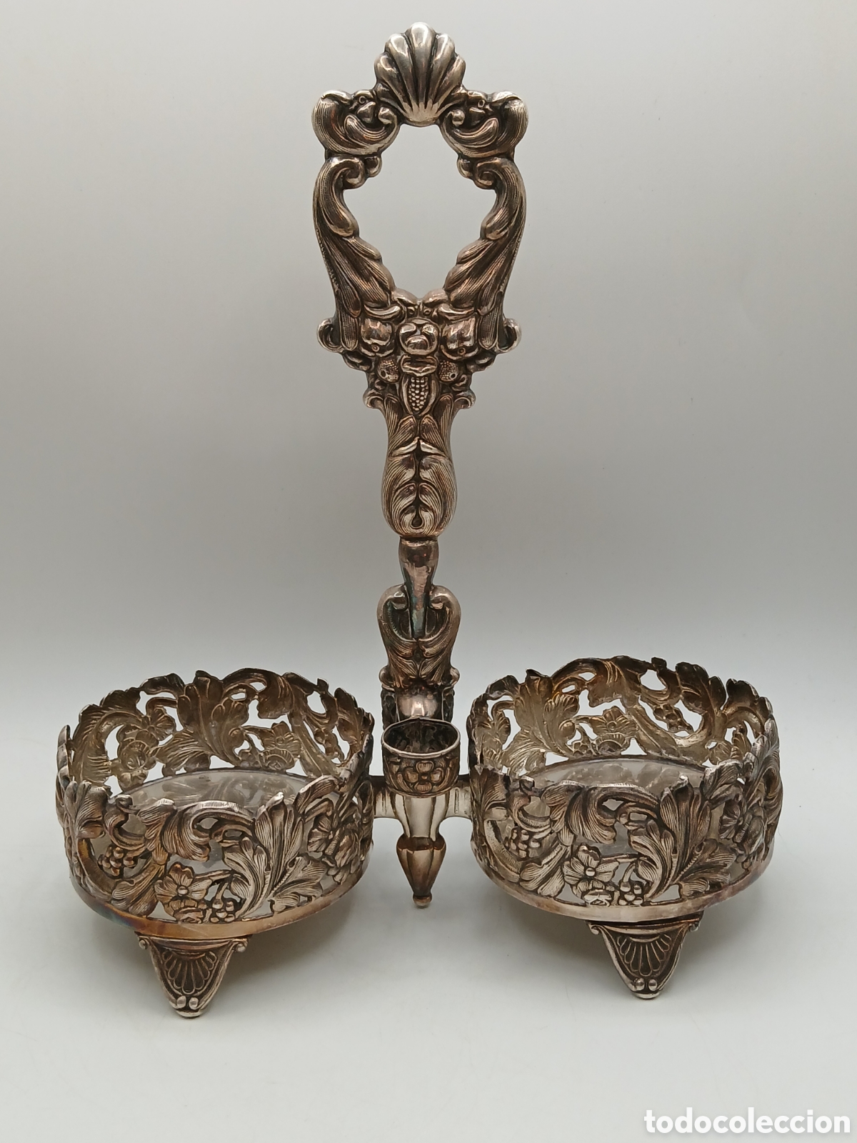 Antig&uuml;edades: Antigua vinagreta metal plateado