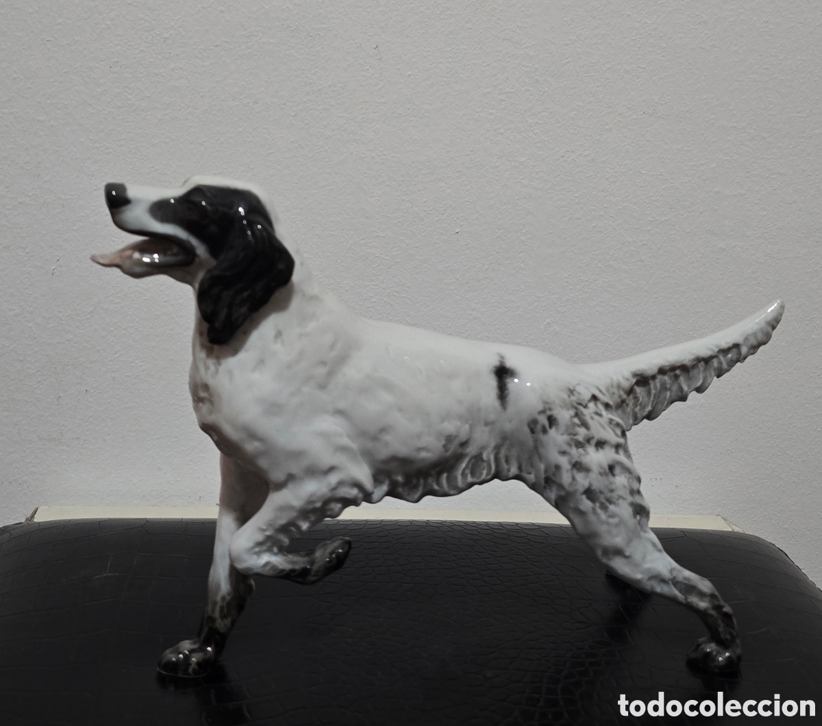 Antig&uuml;edades: Setter Figura de Porcelana Perro Rosenthal Alemania 26x17 cm.