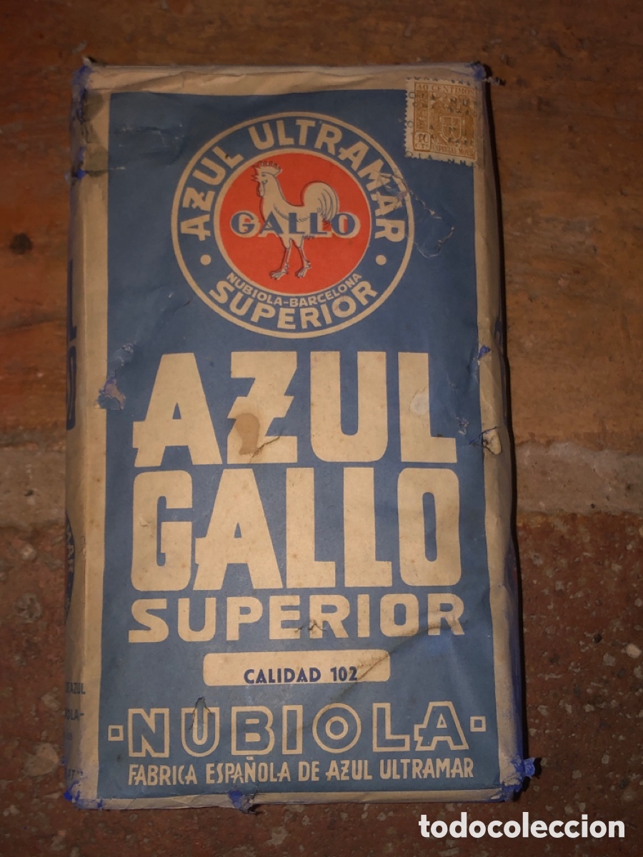 Antig&uuml;edades: Paquete azul gallo (contiene timbre a&ntilde;os 40)