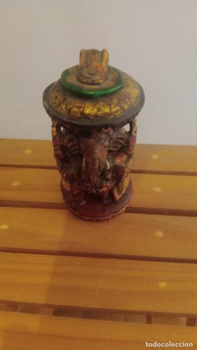 Antig&uuml;edades: Figura Ganesh en madera policromada - Foto 1