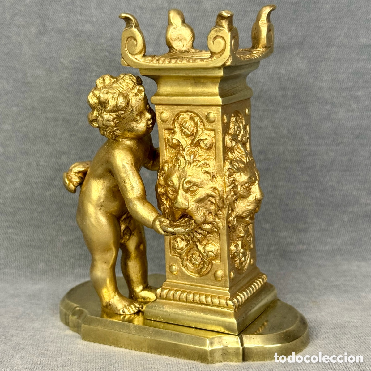 Antig&uuml;edades: ANTIGUO CANDELABRO BRONCE F. S. XIX FRANCIA CON NI&Ntilde;O Y FUENTE
