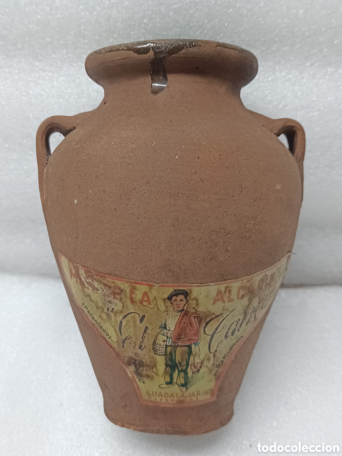Antig&uuml;edades: TARRO DE CERAMICA MIEL DE LA ALCARRIA GUADALAJARA. 16 CM.EL TARRO.VER FOTOS.