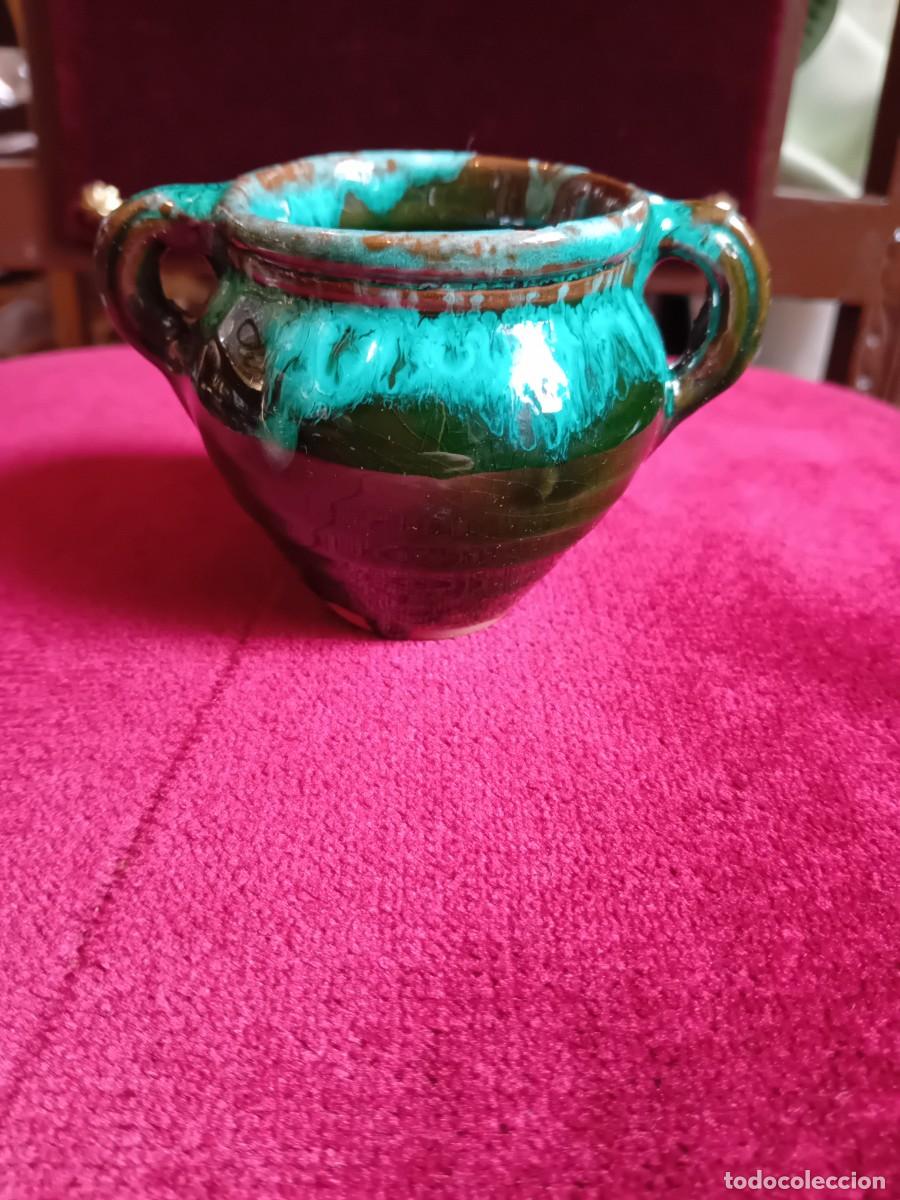 Antig&uuml;edades: Tinajita de barro cocido y vidriado d&eacute;cada de los 80