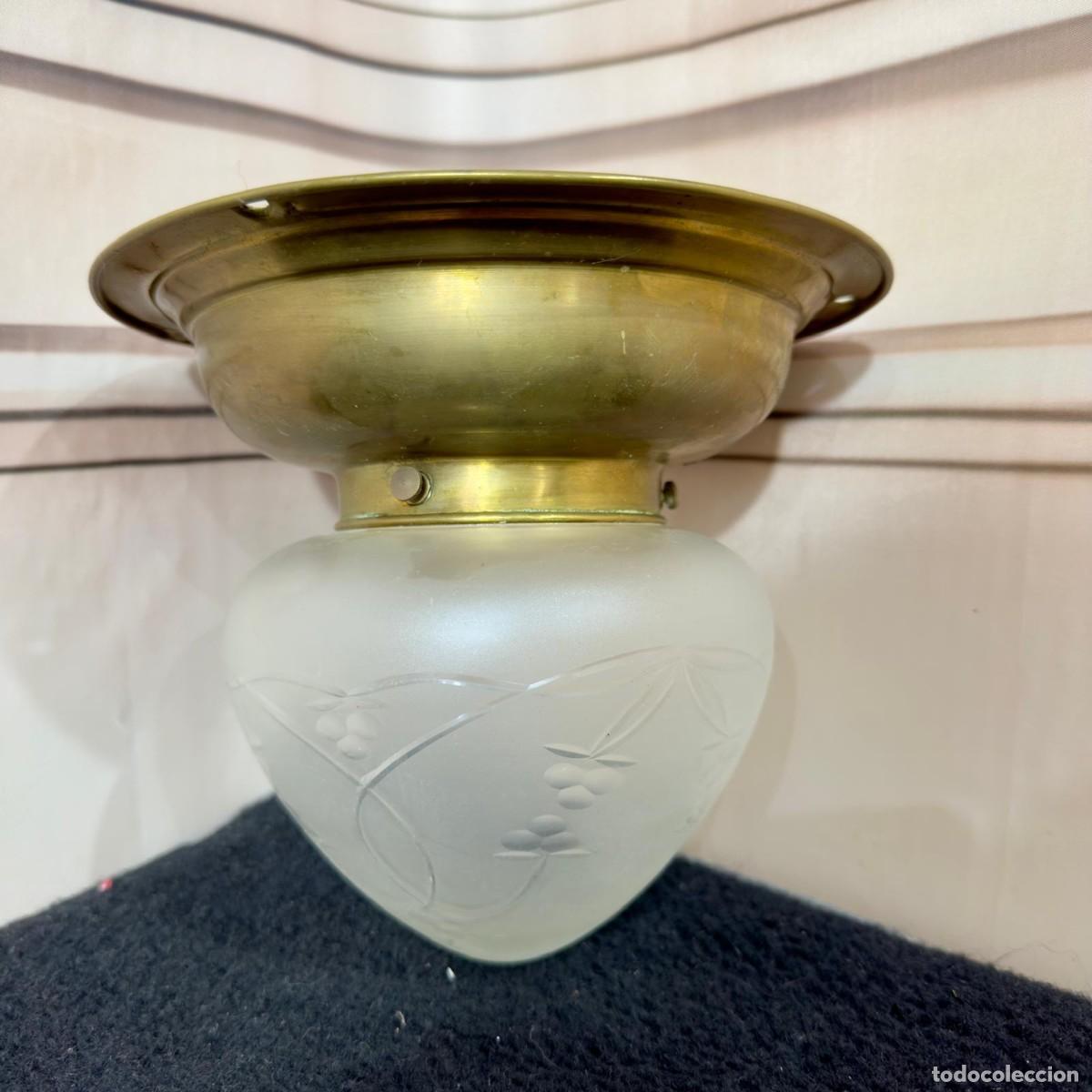 Antig&uuml;edades: Aplique Techo Art Nouveau Cristal y Lat&oacute;n Vintage