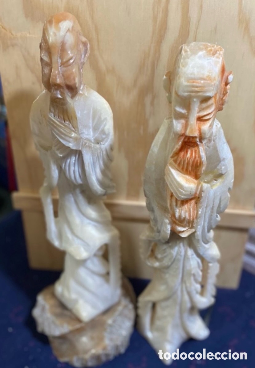 Antig&uuml;edades: Dos figuras de Monjes en M&aacute;rmol - Foto 3