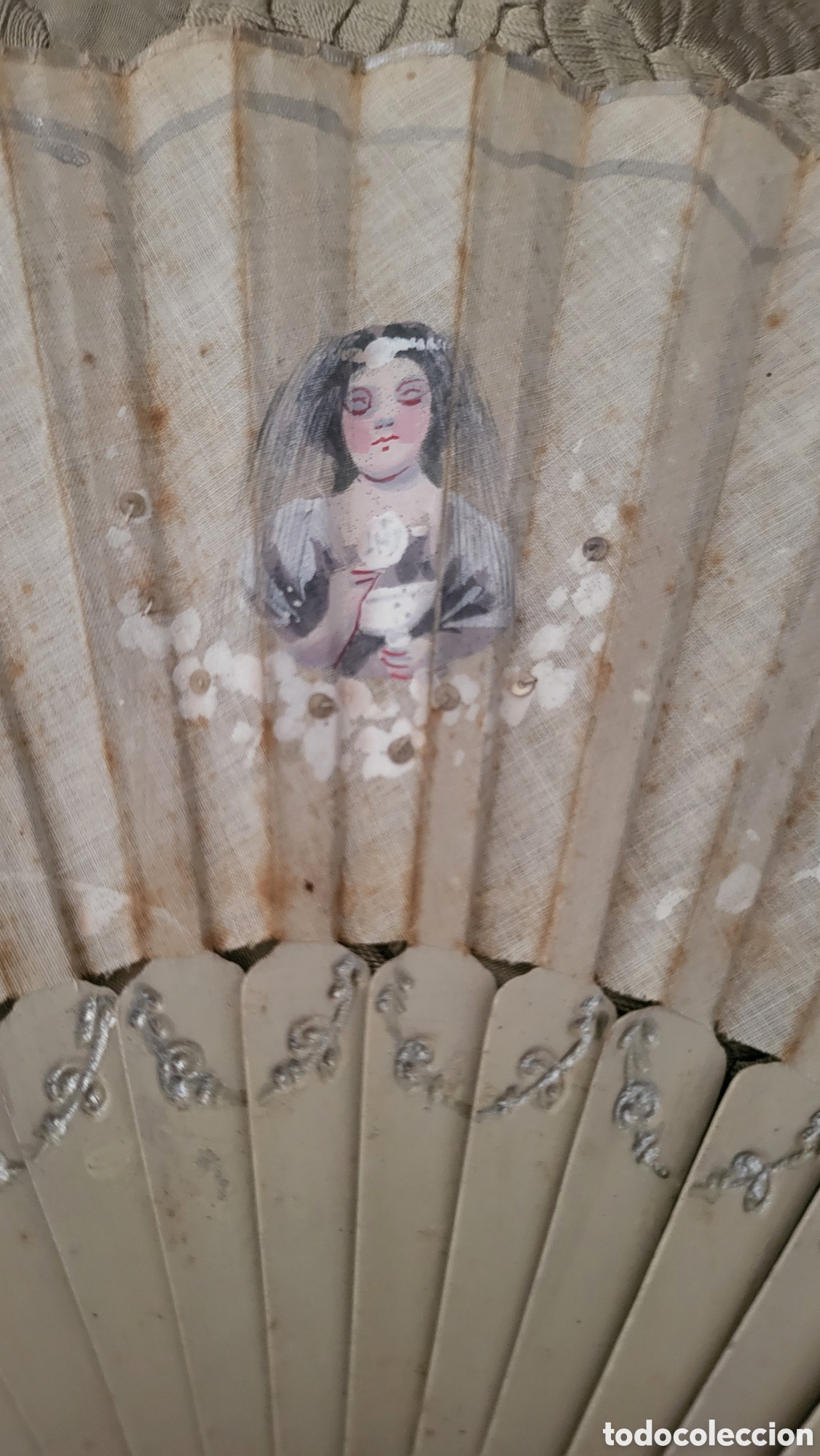 Antig&uuml;edades: ANTIGUO ABANICO DE COMUNION PINTADO A MANO