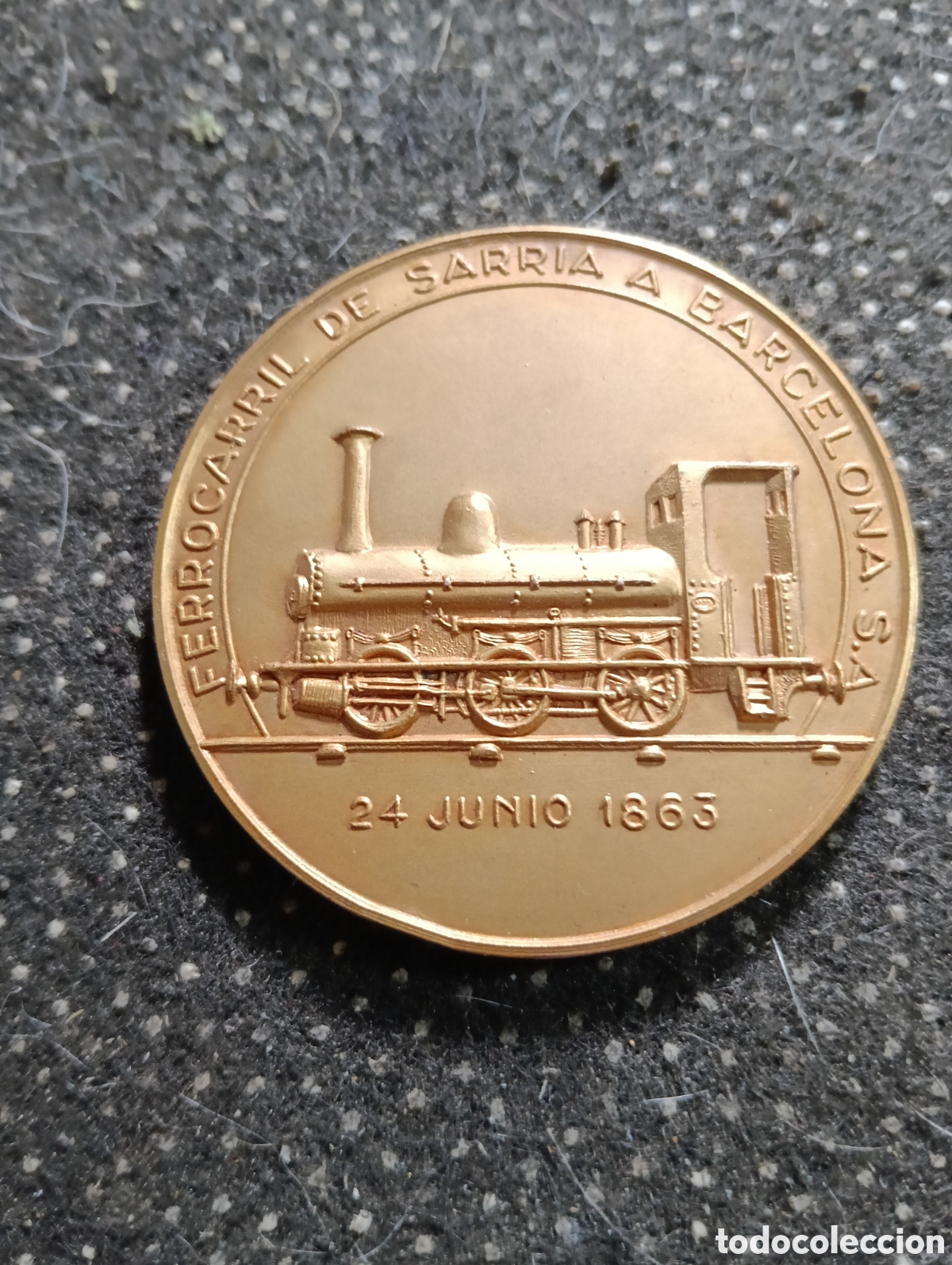 Antig&uuml;edades: MEDALLA PRIMER CENTENARIO DEL FERROCARRIL DE SARRI&Aacute; A BARCELONA 24 JUNIO 1863 / 1963 mide 5 cm diame