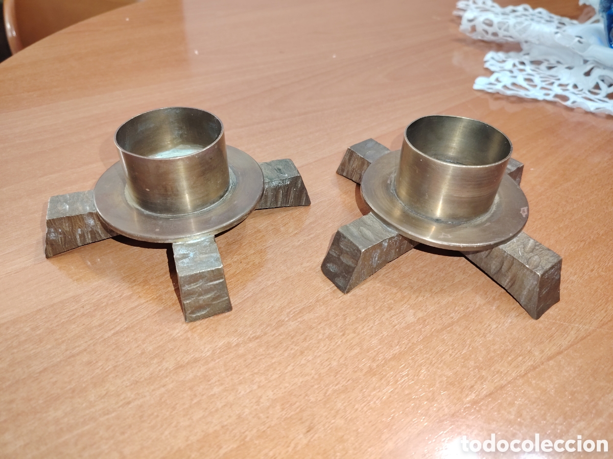 Antig&uuml;edades: 2 portavelas lit&uacute;rgicos. Vintage
