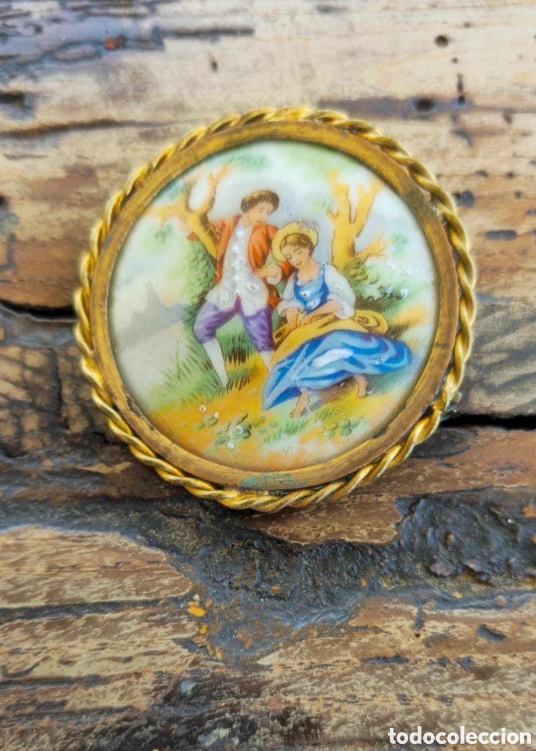 Antig&uuml;edades: Antiguo broche Limoges - Foto 5