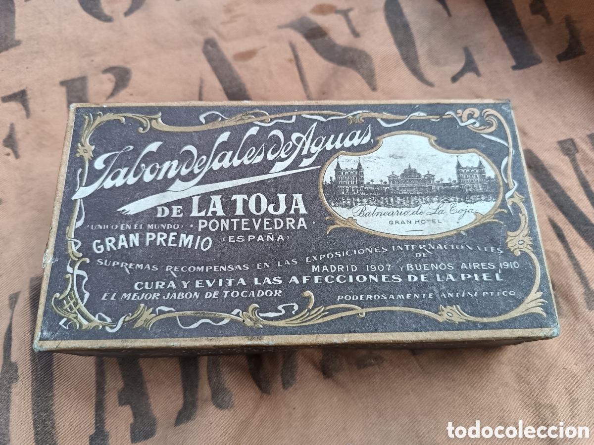 Antig&uuml;edades: Antigua Caja de Jab&oacute;n de sales de aguas de la Toja, Pontevedra