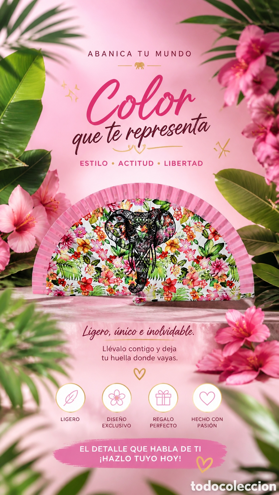Antig&uuml;edades: Abanico De Madera Multicolor