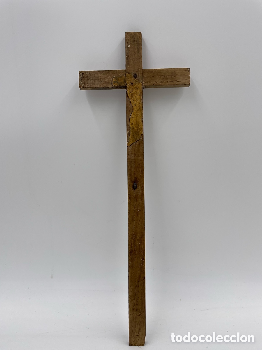 Antig&uuml;edades: Antigua Cruz de madera para talla de Cristo.