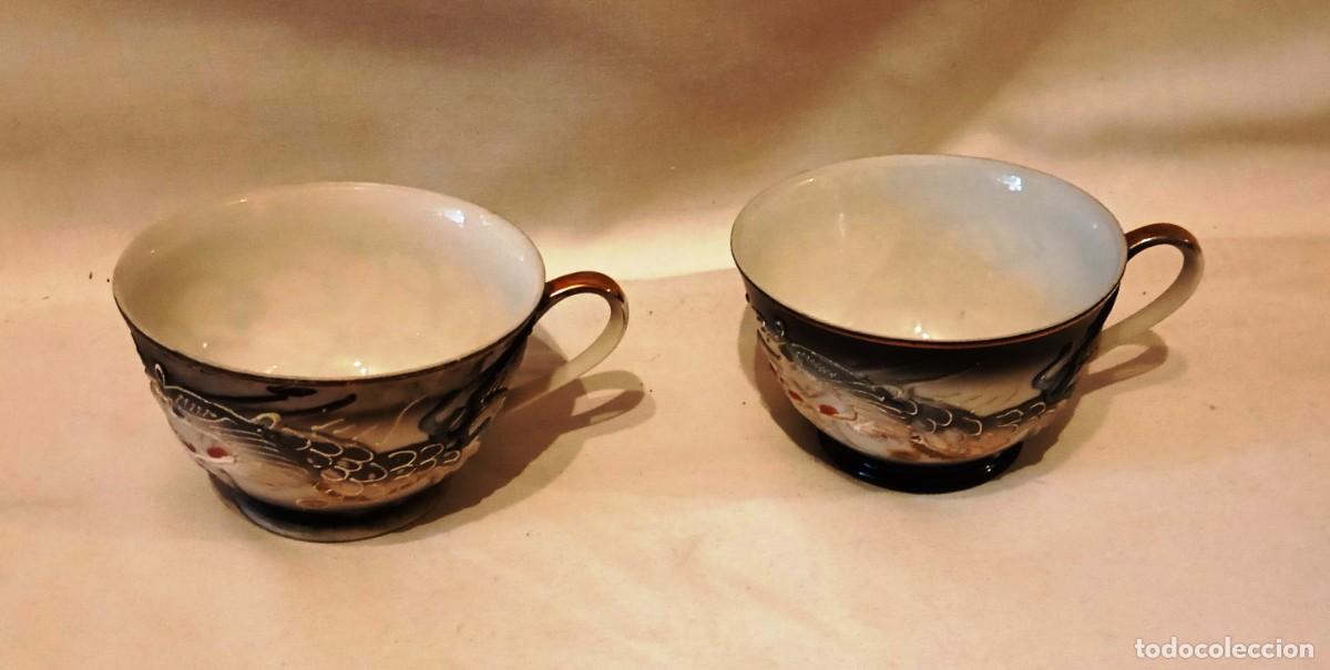Antig&uuml;edades: 2 Tazas Japonesas Drag&oacute;n. Taza vintage japon&eacute;s de &rdquo;Dragon Ware&rdquo; de la d&eacute;cada de 1950