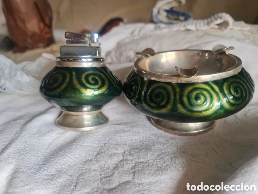 Antig&uuml;edades: &rdquo;BAGU&Eacute;S&rdquo; CONJUNTO - PLATA DE LEY Y ESMALTE - Foto 3