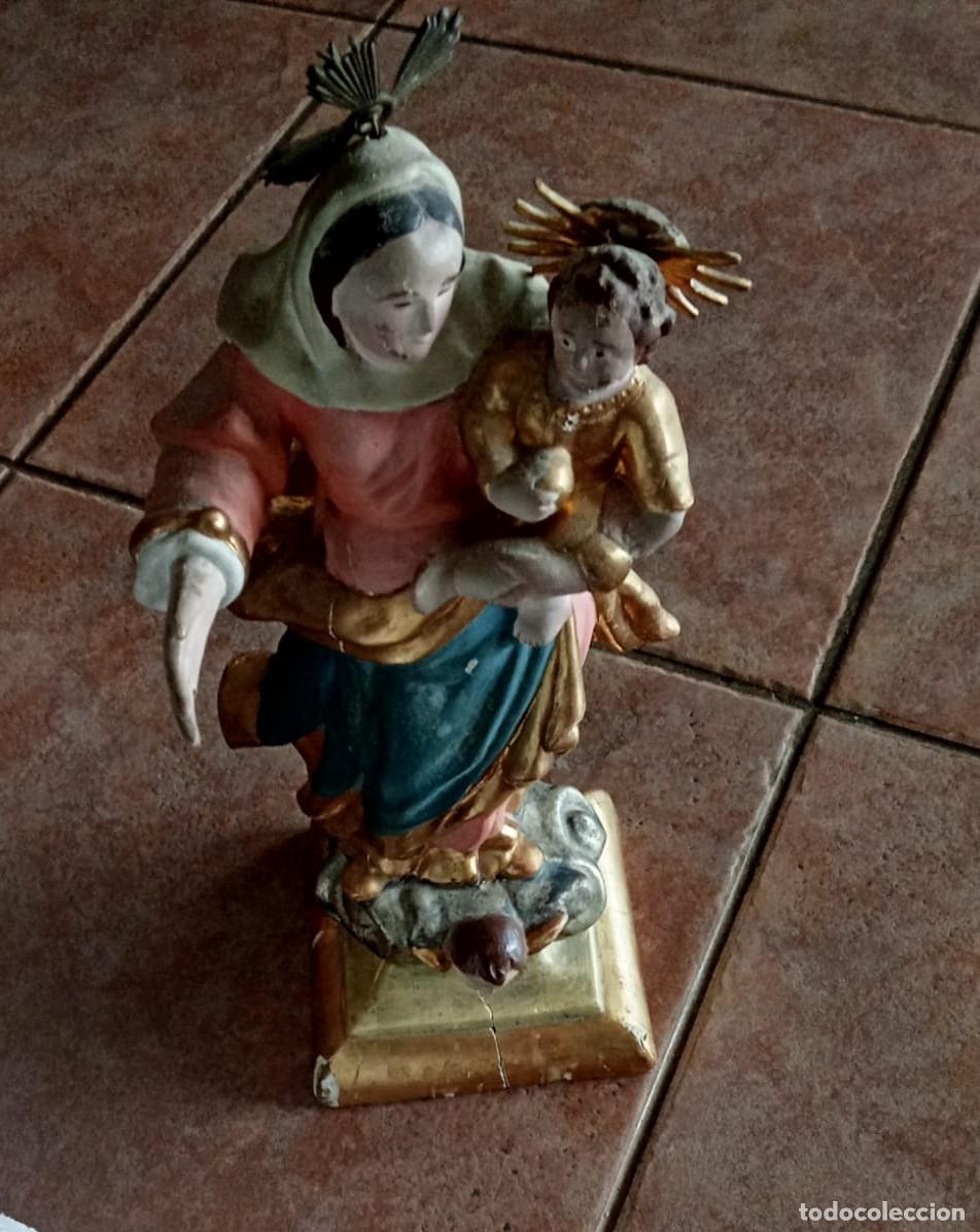 Antig&uuml;edades: TALLA VIRGEN CON NI&Ntilde;O-S. XVIII