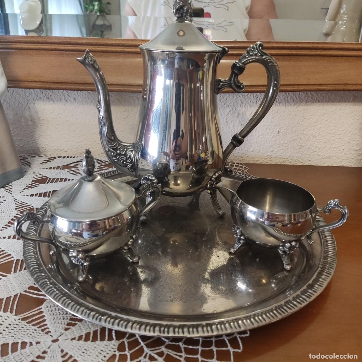 Antig&uuml;edades: juego de cafe de plata antigua - Foto 1