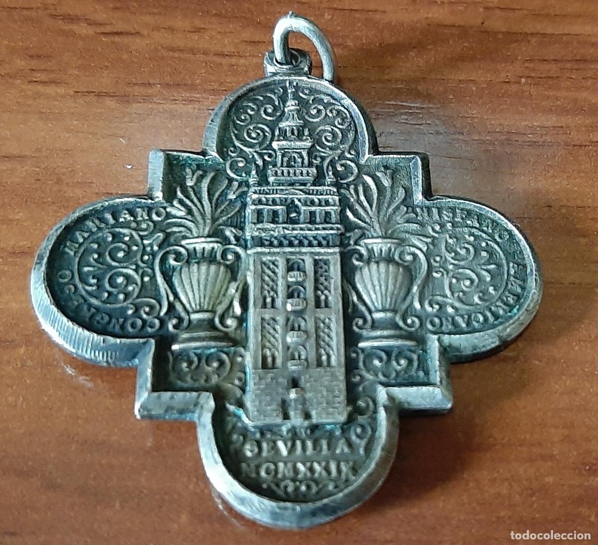 Antig&uuml;edades: ANTIGUA MEDALLA DEL CONGRESO MARIANO HISPANO AMERICANO - SEVILLA 1929 - MCXXIX