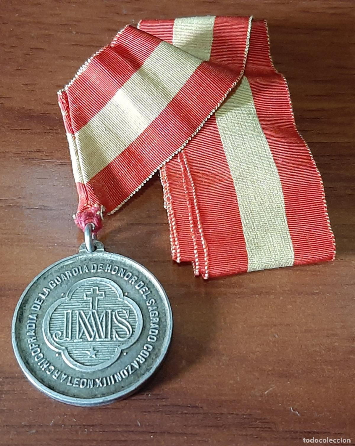 Antig&uuml;edades: ANTIGUA MEDALLA DE LA ARCHICOFRADIA DE LA GUARDIA DE HONOR DEL SAGRADO CORAZON - LEON XIII