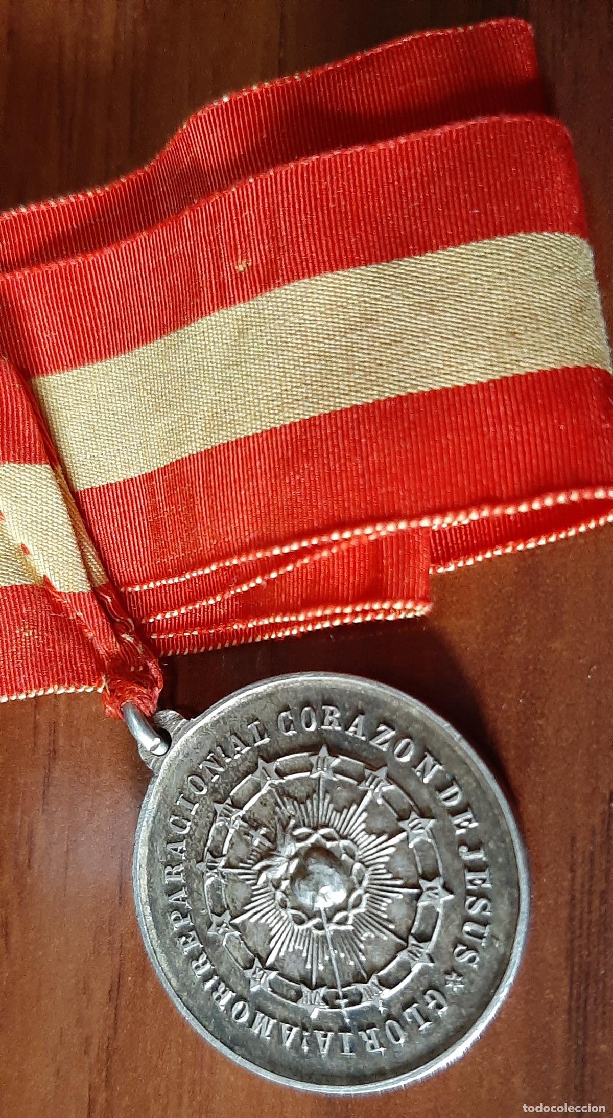 Antig&uuml;edades: ANTIGUA MEDALLA PLATA DE LA ARCHICOFRADIA DE LA GUARDIA DE HONOR DEL SAGRADO CORAZON - LEON XIII