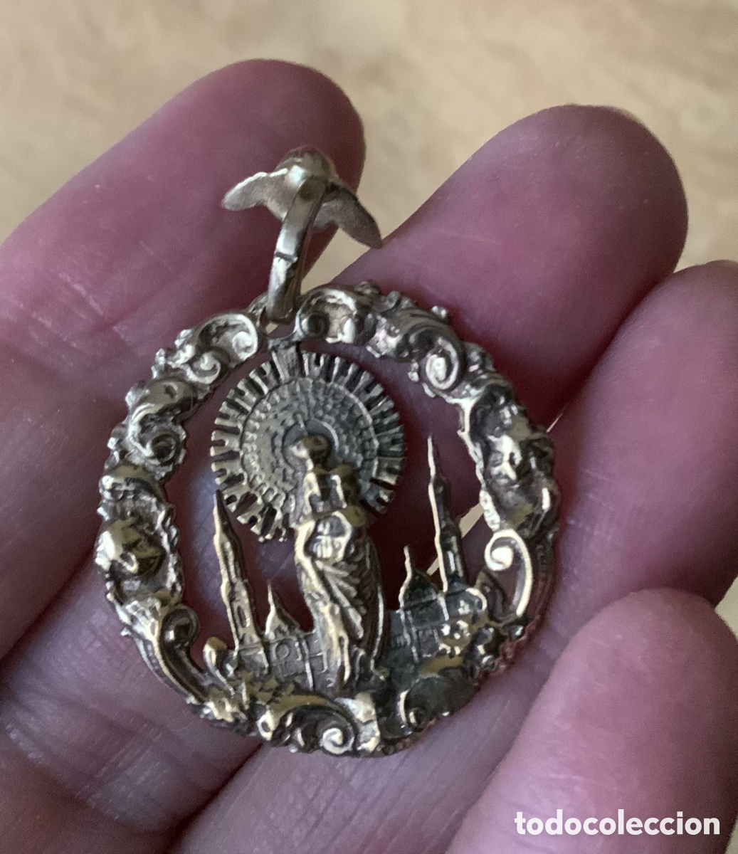 Antig&uuml;edades: MEDALLA VIRGEN DEL PILAR, PLATA SOBREDORADA