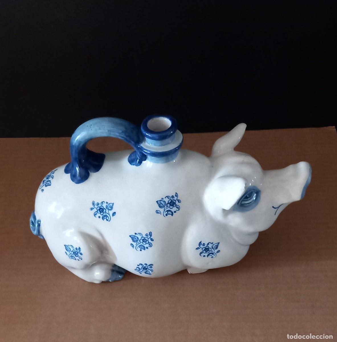 Antig&uuml;edades: Cerdito palmatoria. Cer&aacute;mica Ruiz de Luna, Talavera.